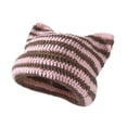 thumbnail image 1 of Qarigey Manténgase a la moda y cálido gorro tejido con orejas de gato para invierno, gorro tejido con orejas de gato, gorros tejidos Sombreros color café rosa, 1 of 6