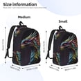 thumbnail image 2 of Disketp Dragon with Colorful Tail print Canvas Backpack Lightweight Travel Daypack Student Rucksack Laptop Backpack-Small, 2 of 5