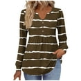 thumbnail image 2 of DAFPZW Womens Fall Long Sleeve Tops Casual V-Neck Pullover Blouses Trendy Striped Print Tunic Tops Color Block Blouse, 2 of 5