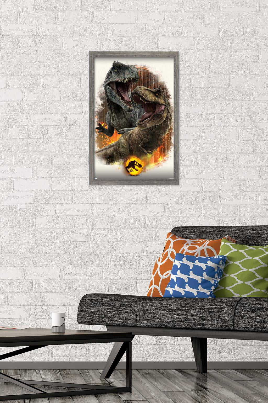 Jurassic World: Dominion - Giga Vs T. Rex Wall Poster, 14.725" x 22.375" Framed