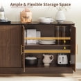 thumbnail image 3 of 66.5" Buffet Cabinet, Walnut Sideboard with Marble Pattern Top, 6-Door Kitchen Storage Credenza with Adjustable Shelves, Modern TV Stand for Dining Living Room, 3 of 10
