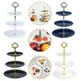 thumbnail image 5 of Dreamhall 3-Tier Dessert Cake Stand, Plastic Pastry Stand Small Cupcake Stand Cookie Tray Rack Candy Buffet Set Up Fruit Plate and Trays for Wedding Home Birthday Party Decor Serving Platter Black, 5 of 6
