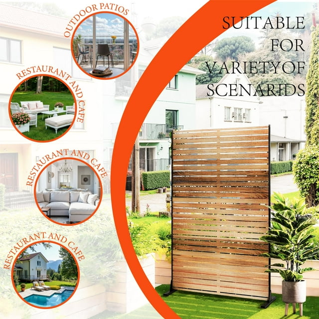 AKDSteel Freestanding Outdoor Privacy Screen Panel For Patio, Balcony And Garden, Metal Decorative Divider With Weather-Resistant Finish, Includes Stable Stand And Mounting Accessories For Easy Setup