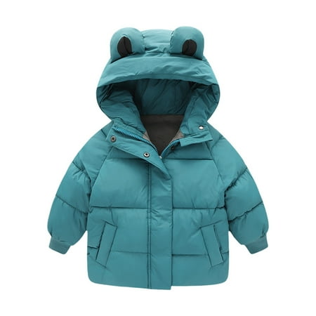 

kpoplk Jackets For Teen Girls Baby Winter Jacket Toddler Boys Girls Coats Teddy Bear Hood Fuzzy Jacket Warm Outerwear(Green)
