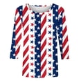 thumbnail image 4 of LYXSSBYX 4th of July Outfits for Women Women's Fashion Printed T-Shirt 3/4 Sleeves Blouse Round Neck Casual Tops, 4 of 5