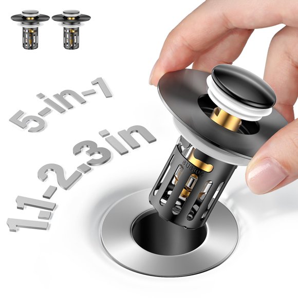 Tapón universal metálico para lavabo de baño JOMSTHOME, 2 unidades