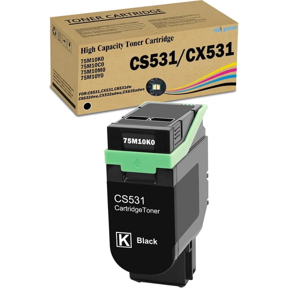 High Yield CX532 CS531 CX635 CS632 Black Toner Cartridge with Chip Compatible Lexmark 75M10K0 Toner Use for Lexmark CS531dw CS632dwe CX532adwe CX635adwe Printer Toner