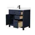 thumbnail image 2 of Beckett 36" Dark Blue Single Vanity & White Quartz Top (1-Hole) & Black Trim, 2 of 5