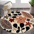 thumbnail image 4 of Floral tufted rug 8x8, 7x7, 6x6, Handmade carpet, Beige wool Rug, Round shape, Bed, Living room, 4 of 6