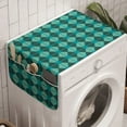 thumbnail image 1 of Ethnic Washing Machine Organizer, Geometric Illustration of Orient Triangles Aztec Inspired Layout, Anti-slip Fabric Top Cover for Washer and Dryer, Teal Chestnut Brown, by Ambesonne, 1 of 1