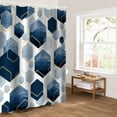 thumbnail image 5 of Navy Blue Geometric Bathroom Curtain 72 Inch Shower Stall Curtain with Hooks, Gold White Hexagon Modern Waterproof Polyester Bath Curtain Washable Bathtub Curtain 36''x 72'', 5 of 6