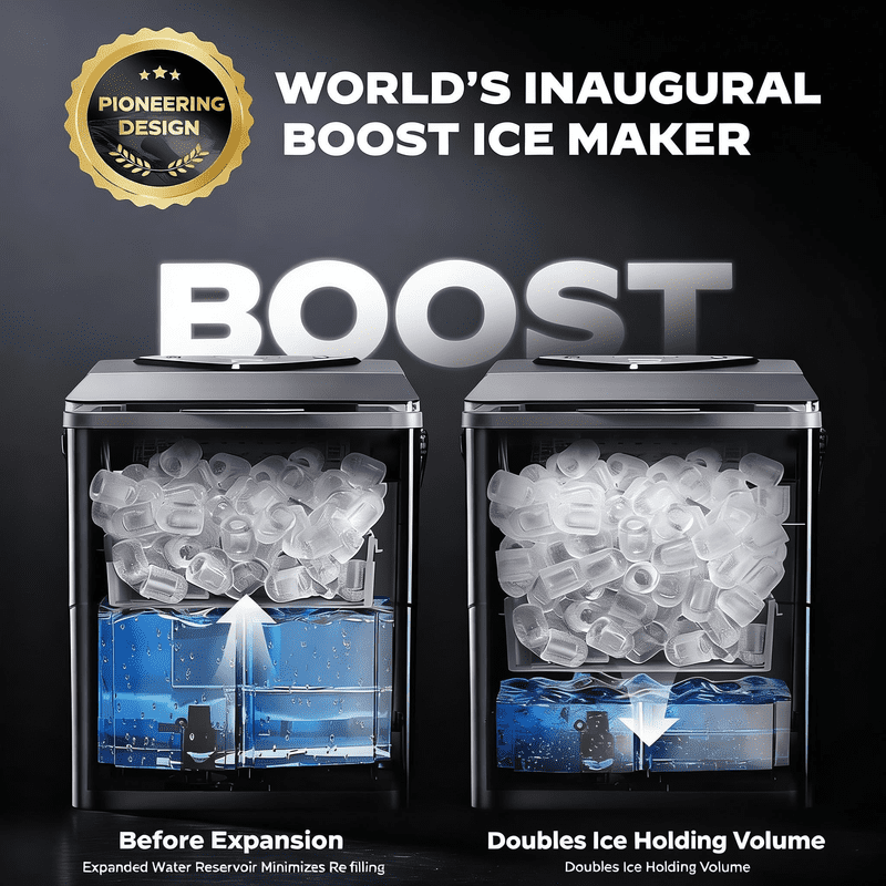 Countertop Ice Maker with 2.5L Expandable Ice Basket and 1.8L Water Tank, Portable Bullet Ice Machine with LED Touch Panel, Self-Cleaning, 2 Ice Sizes, Makes 9 Cubes in 6 Minutes