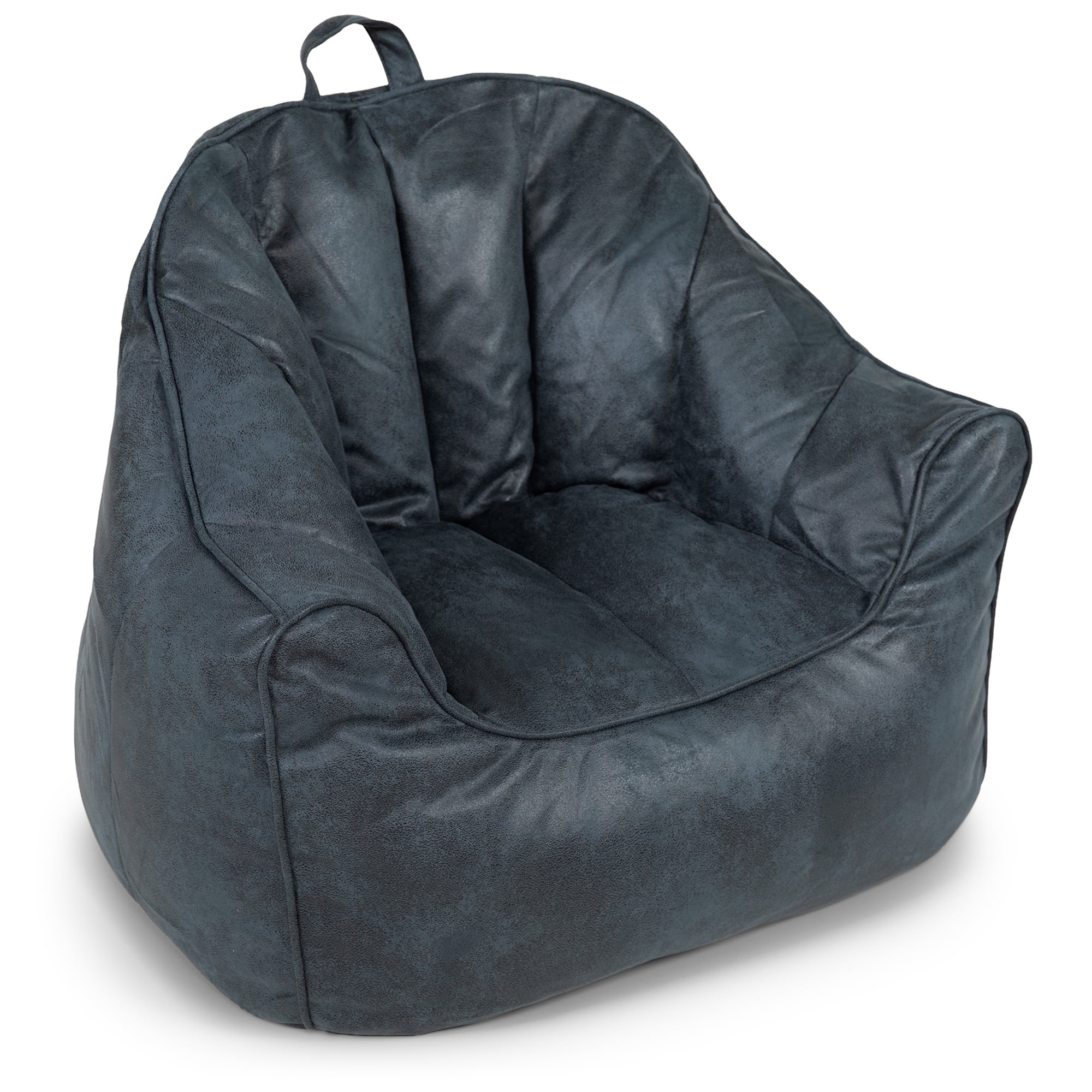 Big Joe Hug Bean Bag Chair, Basalt Blue, Vegan Suede, Kids/Teens, 3 feet