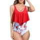 thumbnail image 1 of Traje de baño de una pieza para mujer con cuello en V profundo drapeado Flroal trajes de baño traje de baño Maboto Traje de baño, 1 of 7