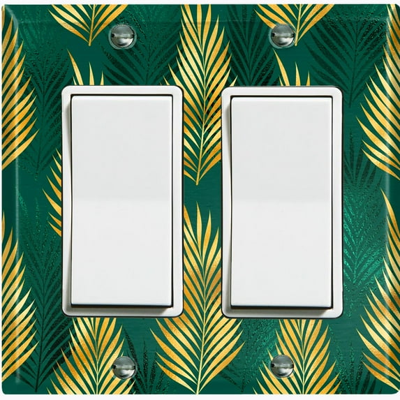 Metal Light Switch Plate Cover Tropical Jungle Palm Leaves Yellow Green JGL003
