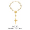 thumbnail image 2 of EeaseMX Pulsera de cruz cristiana con 6 cuentas de rosario y perlas artificiales, joyería decorativa, 2 of 7