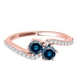 thumbnail image 2 of Mauli Jewels Engagement Rings for Women 1 Carat Two Stone Blue Diamond Ring 4 Prong14K Rose Gold, 2 of 6