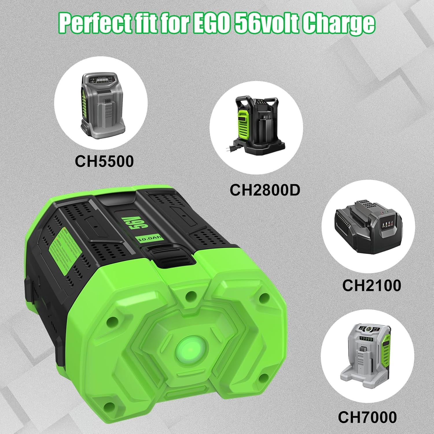 56V 10.0Ah Lithium-Ion Replacement for EGO 56V Battery BA1400T BA2800T BA4200T BA5600T BA3360T BA2242T Lawn Mower Leaf Blower Chainsaw Power Tools