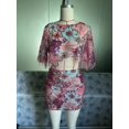 thumbnail image 2 of Women's Floral Embroidered Crop Top and Mini Skirt Set, Sequin Party Two Piece Outfit, 2 of 2
