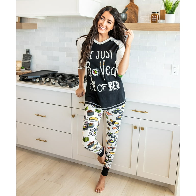 I Just Rolled Out Of Bed LazyOne Women's Leggings And Tees, Pajama Separates,  Cozy Loungewear For Women, Sushi, Food (X-Large)