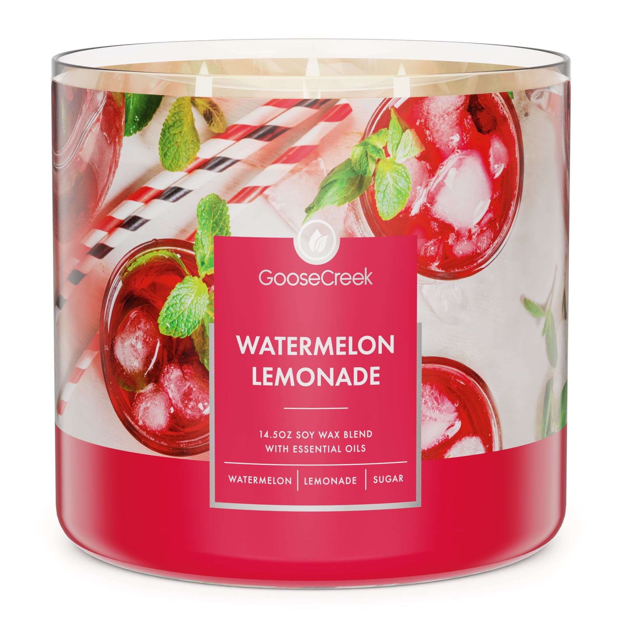 (4 pack) Goose Creek 3-Wick Watermelon Lemonade Scented Jar Candle, 14.5oz.