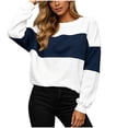 thumbnail image 4 of Sweatshirts for Women Color Blocked Fashionable Loose Round Neck Pullover Top Casual Long Sleeved Lounge Travel Work Hiking Outfit Fall Clothes, 4 of 10