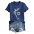 thumbnail image 3 of HCYSFG Women's Whale Animal Graphic Top Ladies Casual V Neck T Shirt Summer Retro Ocean Short Sleeve Plain Loose Fit Soft Comfy Everyday Wear Tee, 3 of 3