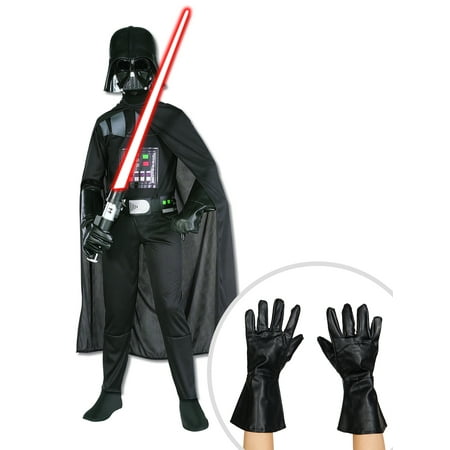 Kid's Darth Vader Star Wars Costume and Children's Darth Vader Gloves