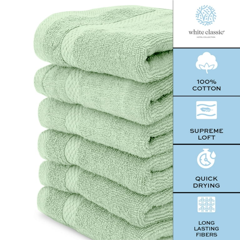  WhiteClassic Luxury Cotton Washcloths - Large Hotel