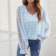thumbnail image 2 of Moda mujer cuello en V ahueca hacia fuera la camiseta de manga larga otoño blusa sólida Tops Fridja hkj3732, 2 of 8