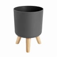 thumbnail image 1 of Macetas modernas con patas de madera para dormitorio, sala de estar, maceta de pie para jardín de casa -A, 1 of 4
