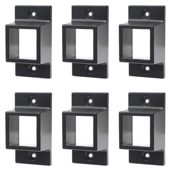 CintBllTer Aluminum Fence Standard Wall Mount 1" x 1" for Rails - Residential Rail Mounts | Black | Pack of 6