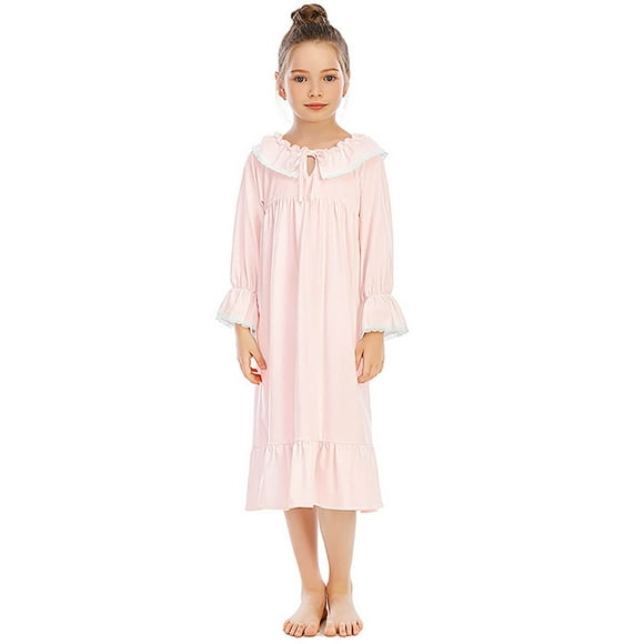 Zhuashum Pajamas Girls 8-9 Years Crewneck Short Sleeve Solid Colorautumn And Winter Nightdress Children'S Homewear Pajamas Children Realax Fit Playsuit Pink