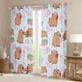 thumbnail image 2 of Erosebridal Cartoon Capybara Curtains Pack of 2 (42x84 Each) For Kids,Pink Flowers Green Leaves Curtains Blackout For Boys Girls,Super Cozy Room Decor, 2 of 6