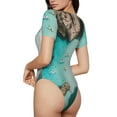 thumbnail image 2 of Cauagu Combinaison Quotidienne Turquoise pour Femmes, Col Rond, Manches Courtes, T-Shirts, TG, 2 of 7