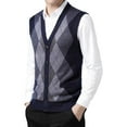 thumbnail image 3 of Bwdbhd Men's Sweater Vests Men's Cable Knit Sweater Vest V Neck Button Down Sleeveless Cardigan Vest Navy,M, 3 of 5