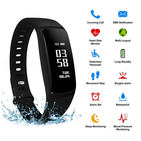 AGPtek Waterproof Fitness Tracker Smart Wristband Bluetooth OLED Display for IOS Android (Best Android Period Tracker)