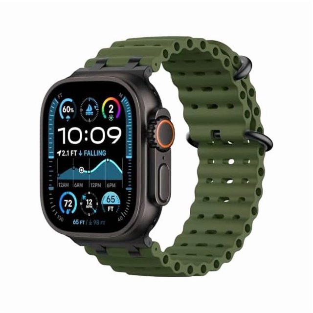 Chenchen Upgraded Ocean Band Compatible with Apple Watch Ultra 3/2/1 49mm, S11/S10 46mm, 9/8/7 45mm, SE3/SE2/SE/6/5/4 44mm, 3/2/1 42mm, Metal Connector Breathable Sport Watch Strap for Men Women