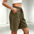 thumbnail image 6 of Women's Cotton Loose Fit Casual Shorts with Pockets Elastic Waist Drawstring Comfy Soft Stretchy Summer Lounge Athletic Gym Outdoor Everyday Womens | VerBelle,Army Green L, 6 of 7