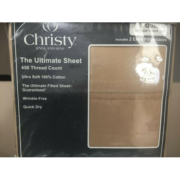 Christy The Ultimate 6pc Sheet Set, 450 Thread Count, Queen, Taupe