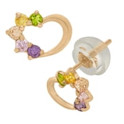 14k gold multi cz heart earrings