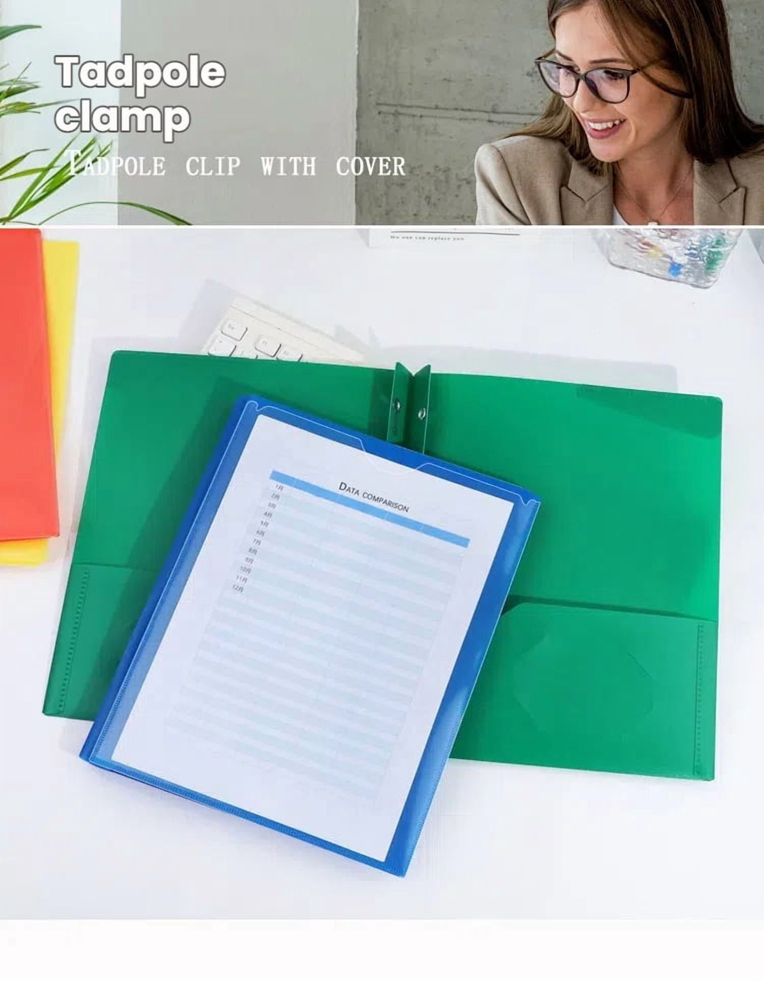 7 Pcs Plastic Folders with Clear Front Pockets Heavy Duty File Folders with 2 Pockets and Card Slot for Student Communication School Office Presentation Report