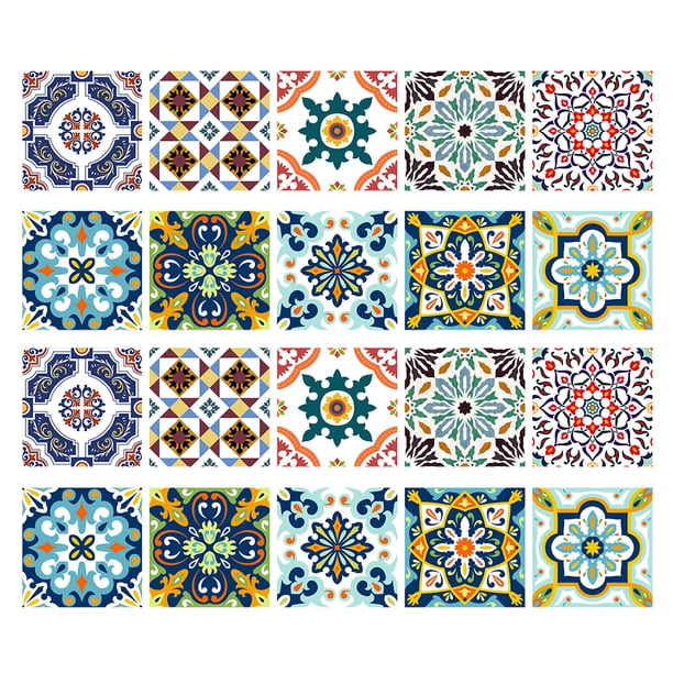 20 piezas de pegatinas para azulejos de pared con diseño novedoso, para suelo, para el hogar, la cocina y el aceite 1 20x20cm