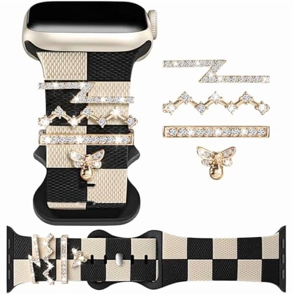 Silicone Strap for Apple watch band 38mm 40mm 41mm 42mm 44mm 45mm 46mm 49mm with Bling Bee Charms, Soft Sport Bracelet for iWatch Bands Series 11 10 9 8 7 6 5 4 3 SE SE2 SE3 Ultra for Women