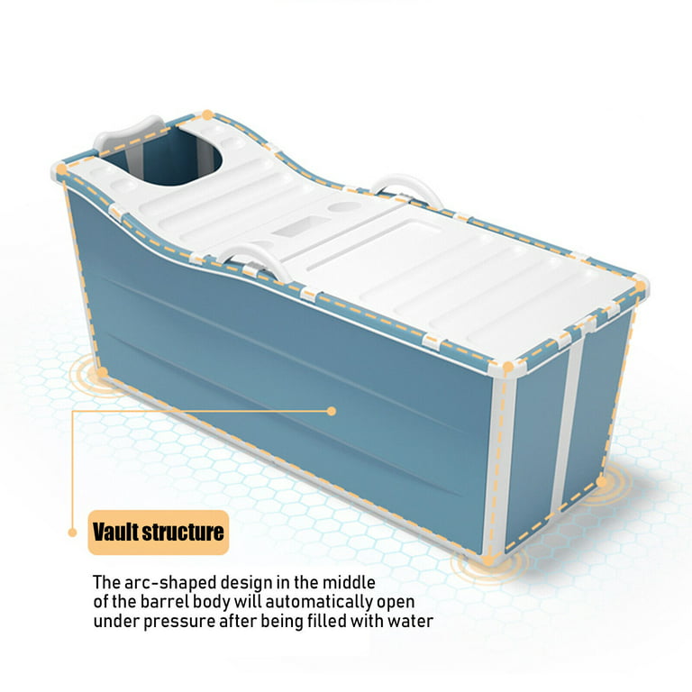 YasTant Portable Collapsible Foldable Bathtub for Adults, 3 Layer PVC SPA  Bathtub Freestanding Tub Blue 