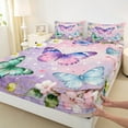thumbnail image 3 of Castle Fairy Flying Gradient Butterflies 3Pcs Twin Sheet Sets,Abstract Ombre Watercolor Twin Fitted Sheet,Dreamy Princess Breathable Flat Sheet,Luxury Bedroom Decor, 3 of 7