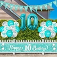 thumbnail image 2 of 10th Birthday Decorations Girl Teal Blue, Double Digits Birthday Decorations with Happy 10th Birthday Balloons Yard Banner Bunting Number 10 Foil Balloon for Teal 10th Birthday Party Supplies, 2 of 7