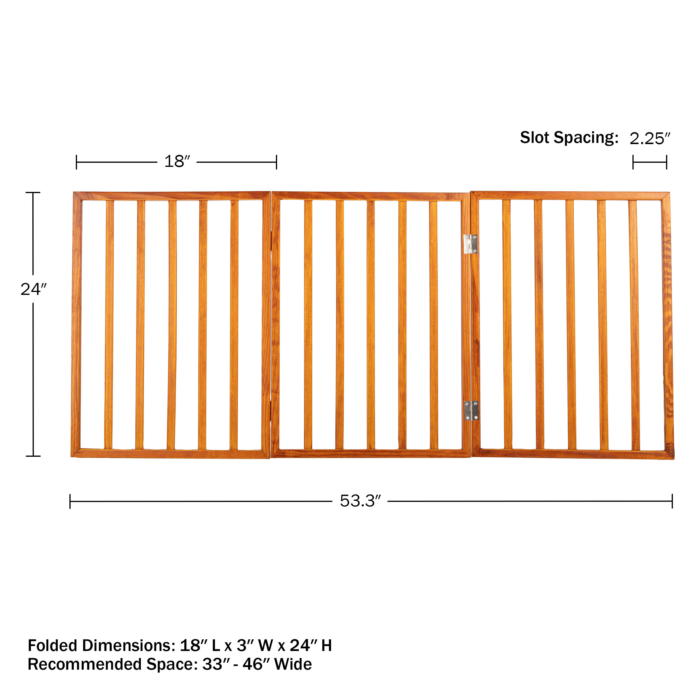 PETMAKER 3-Panel Indoor Foldable Pet Gate for Stairs or Doorways (Mahogany)