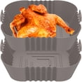 thumbnail image 2 of 2 Pcs Pot en Silicone pour Friteuse à Air Chaud avec Poignée, Doublure Réutilisable pour Friteuse à Air, Panier en Silicone Résistant à la Chaleur pour Friteuse à Air, Moule à Pâtisserie Carré, Accessoires pour Friteuse à Air, Doublures pour Four à Friteuse à Air, Micro-Ondes, 2 of 8