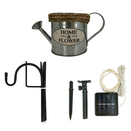 

Azhf Free Shipping Watering Can Solar Lamp Garden Decor Led Strands Art Craft Statues With Bracket